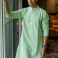 The Light Green Chikan Kari Long Kurta