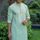 The Light Green Chikan Kari Long Kurta