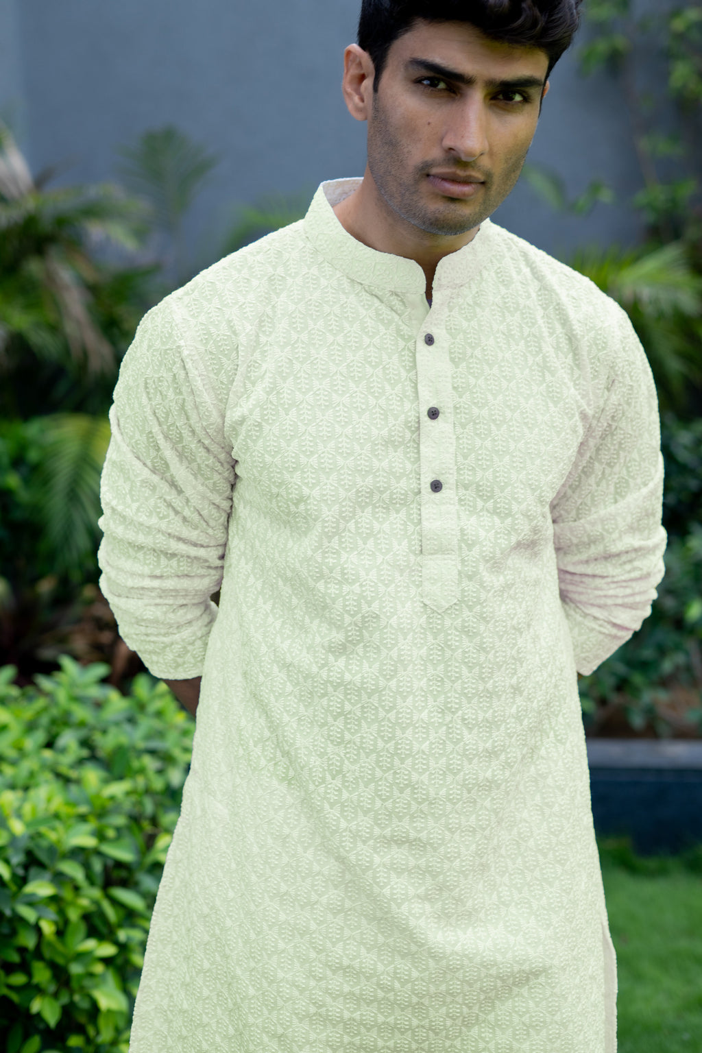 The Lime Yellow ChikanKari Long Kurta