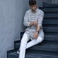 The White Floral-Geometric Kantha Work Long Kurta