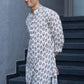 The White Floral-Geometric Kantha Work Long Kurta