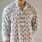 The White Floral-Geometric Kantha Work Long Kurta