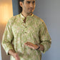 The Marble Green All-Over Floral Print Long Kurta With Foil Work