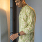 The Marble Green All-Over Floral Print Long Kurta With Foil Work