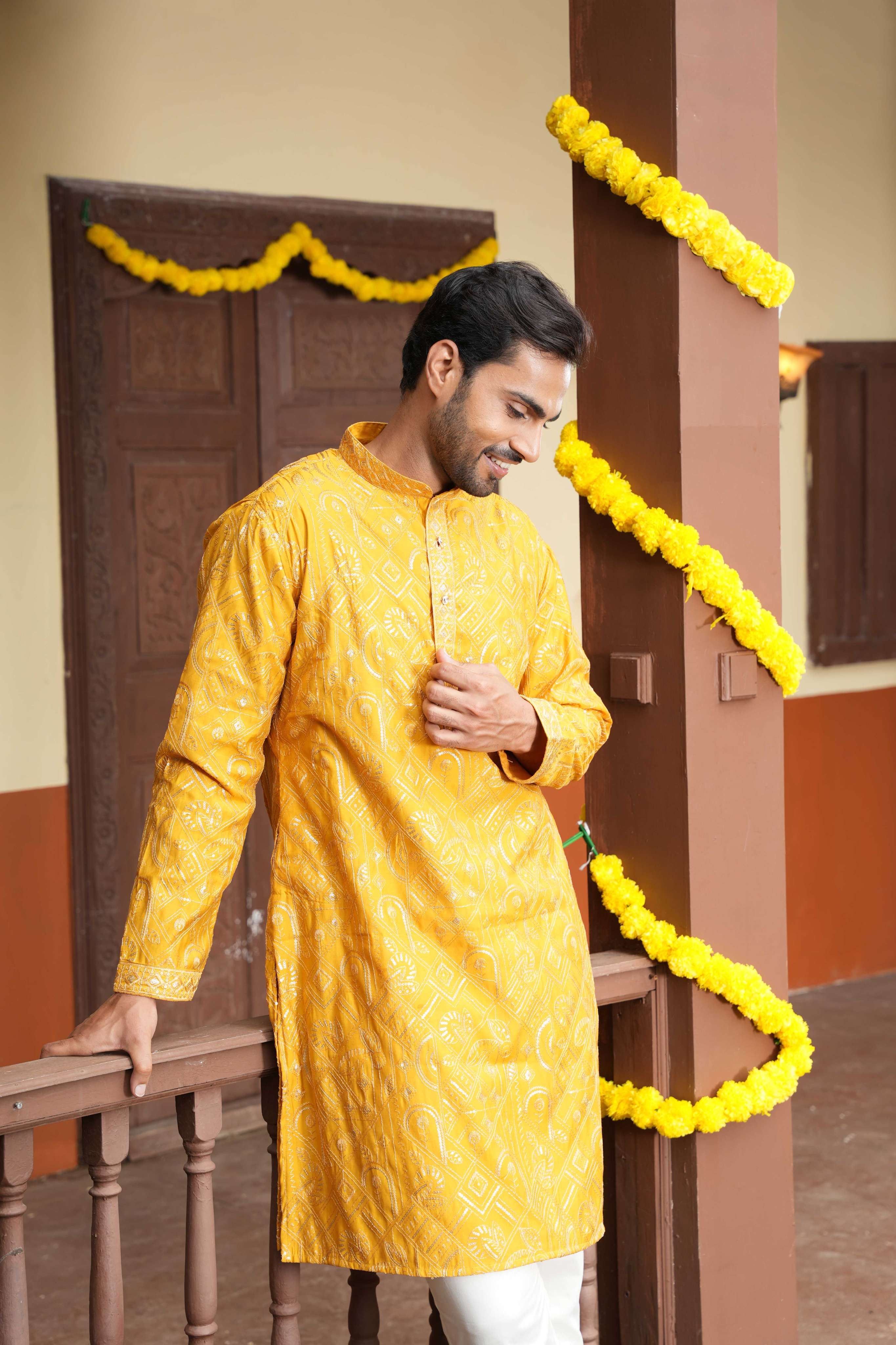 The Sparkling Yellow Sequin Kurta
