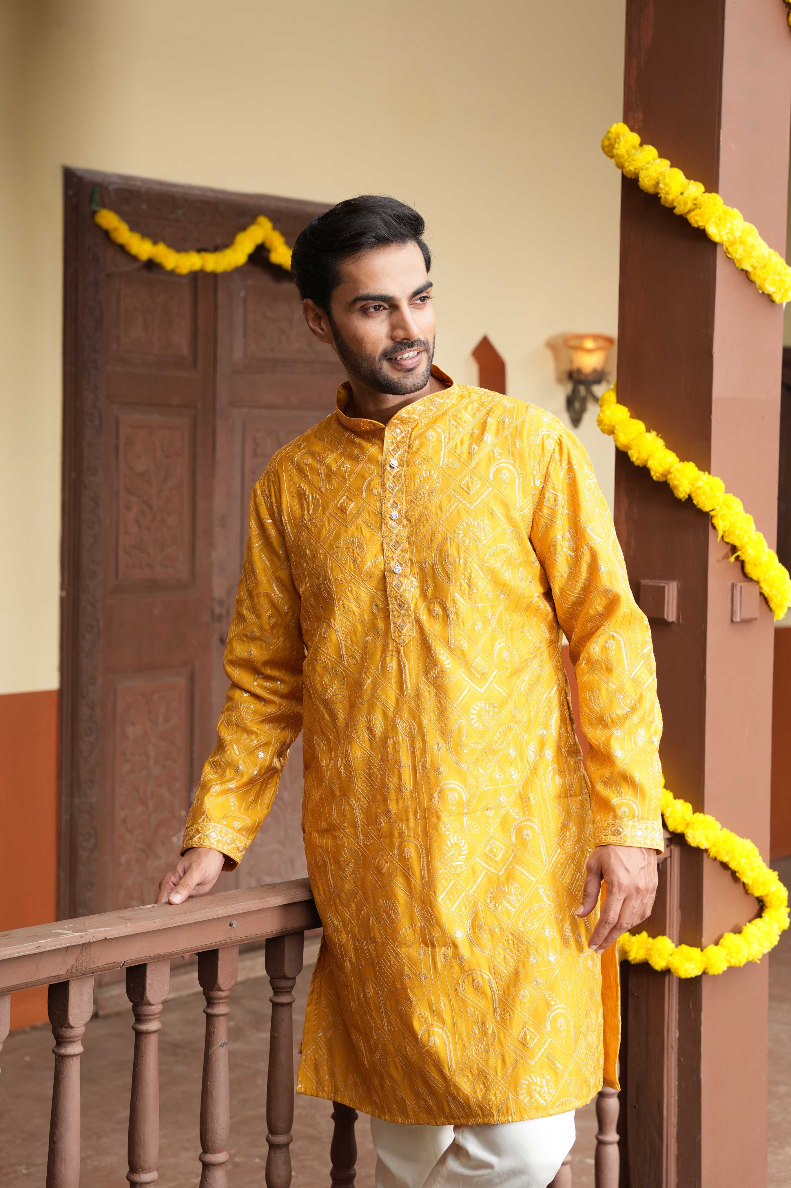 The Sparkling Yellow Sequin Kurta