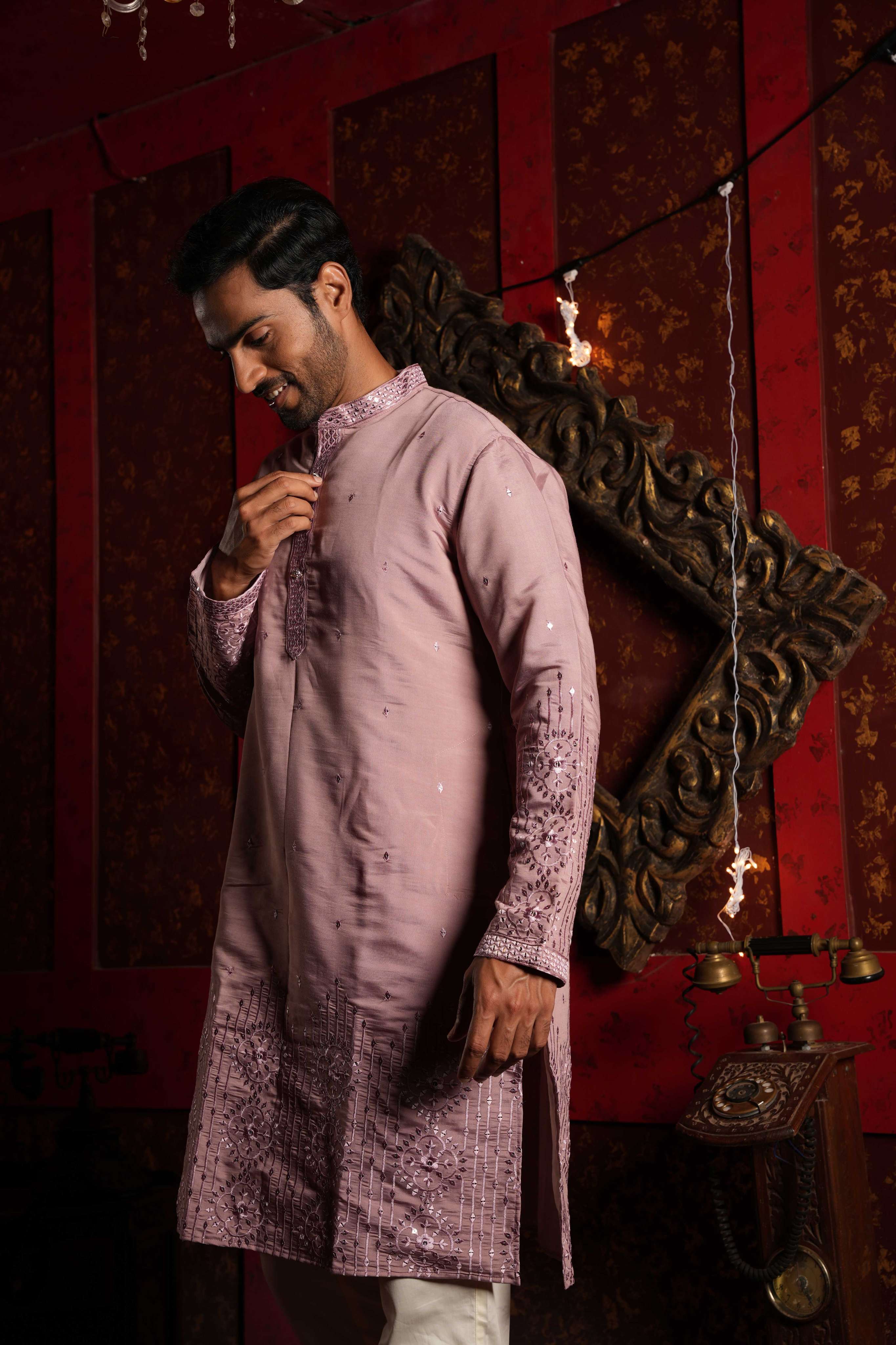 The Mauve Mirror Blossom Long Kurta