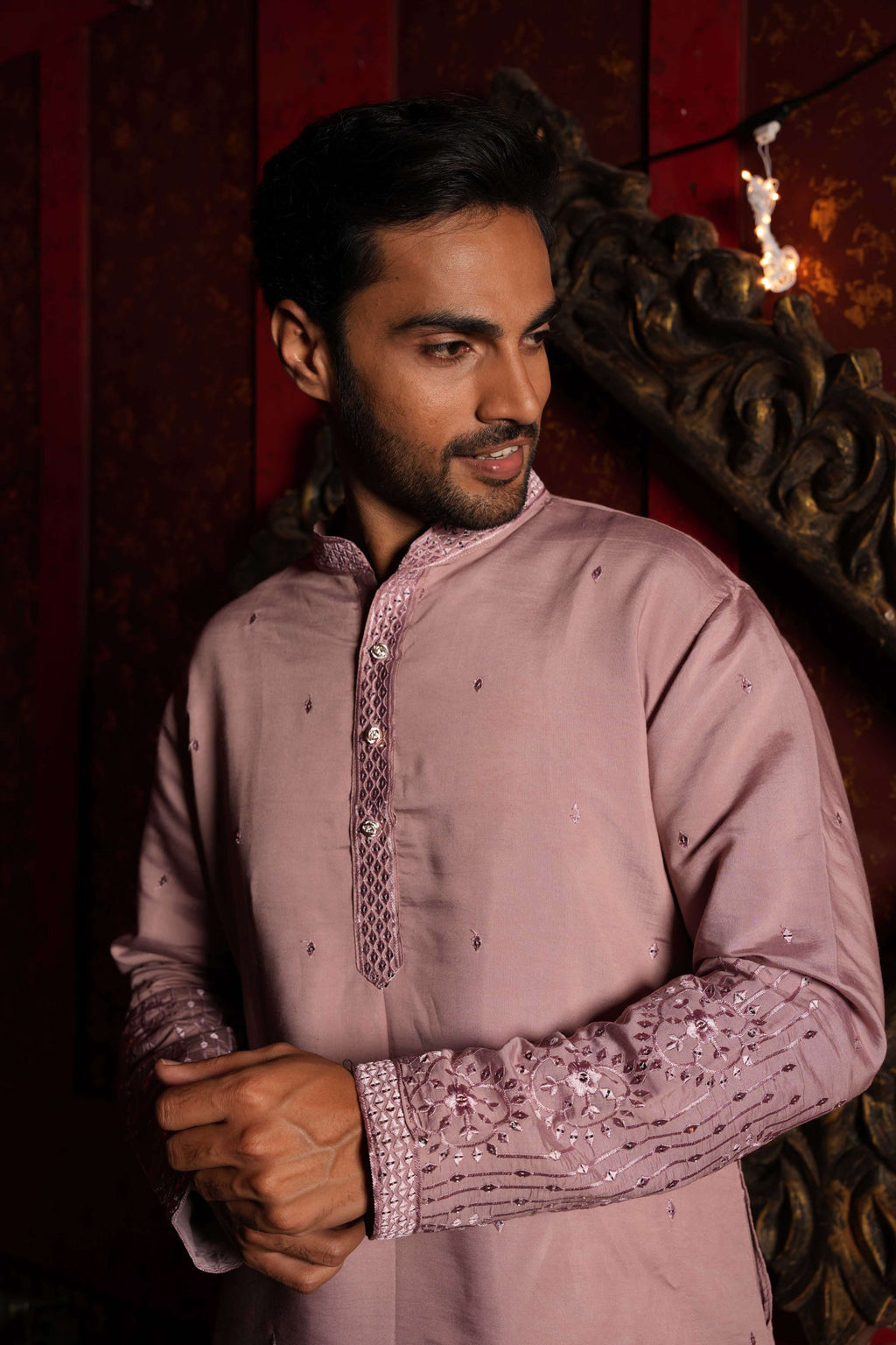 The Mauve Mirror Blossom Long Kurta