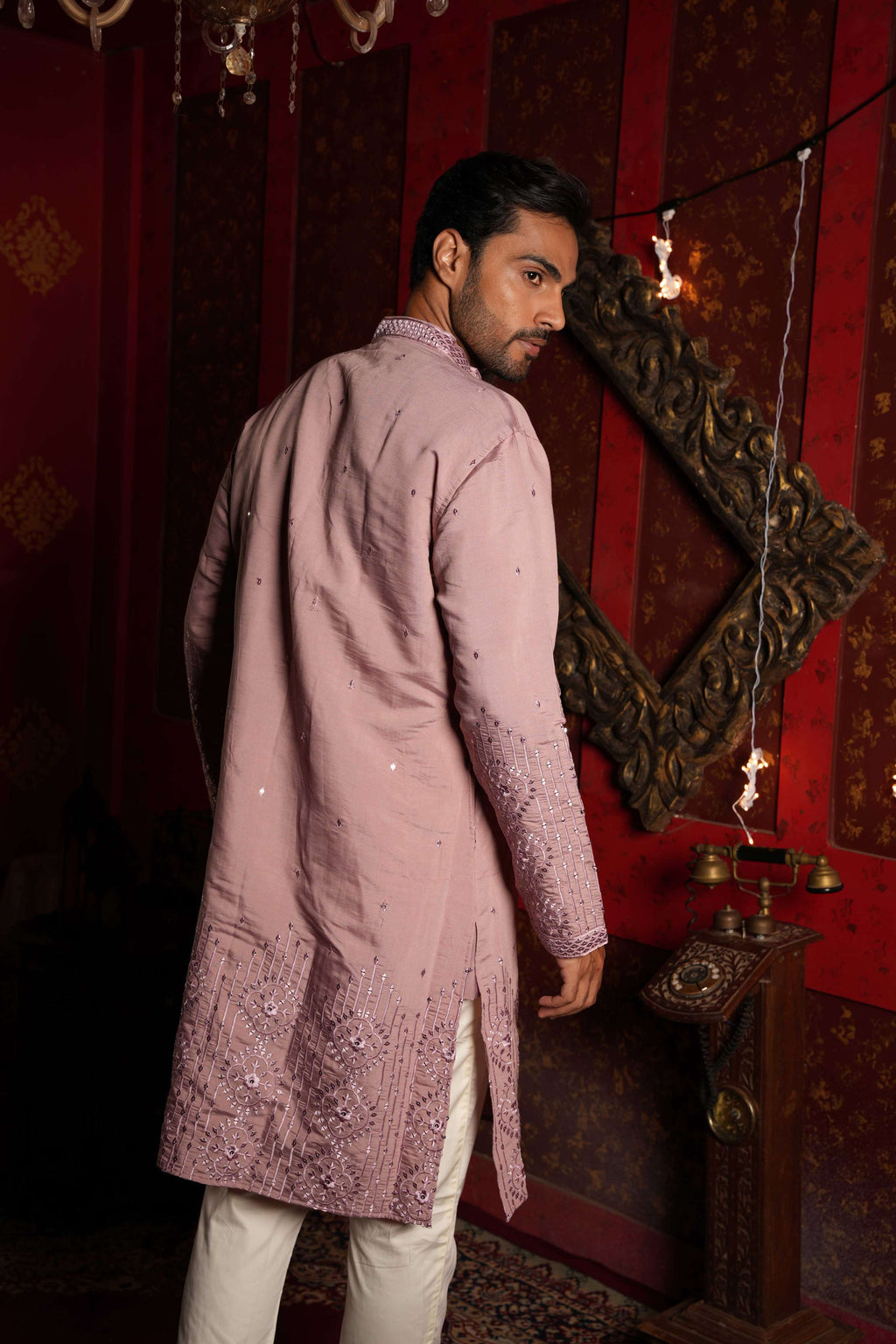 The Mauve Mirror Blossom Long Kurta