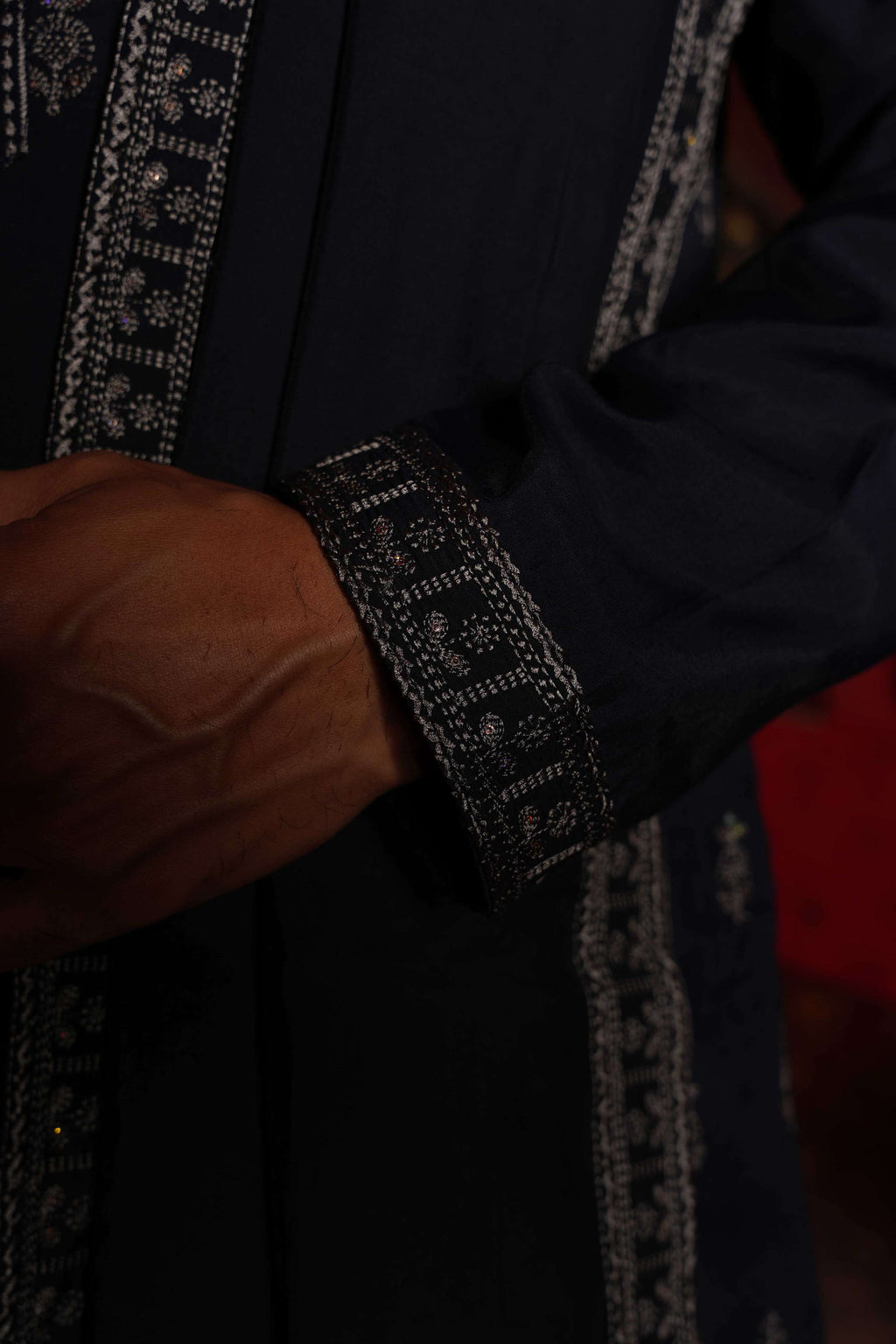 Navy Blue Vine Embroidery Kurta