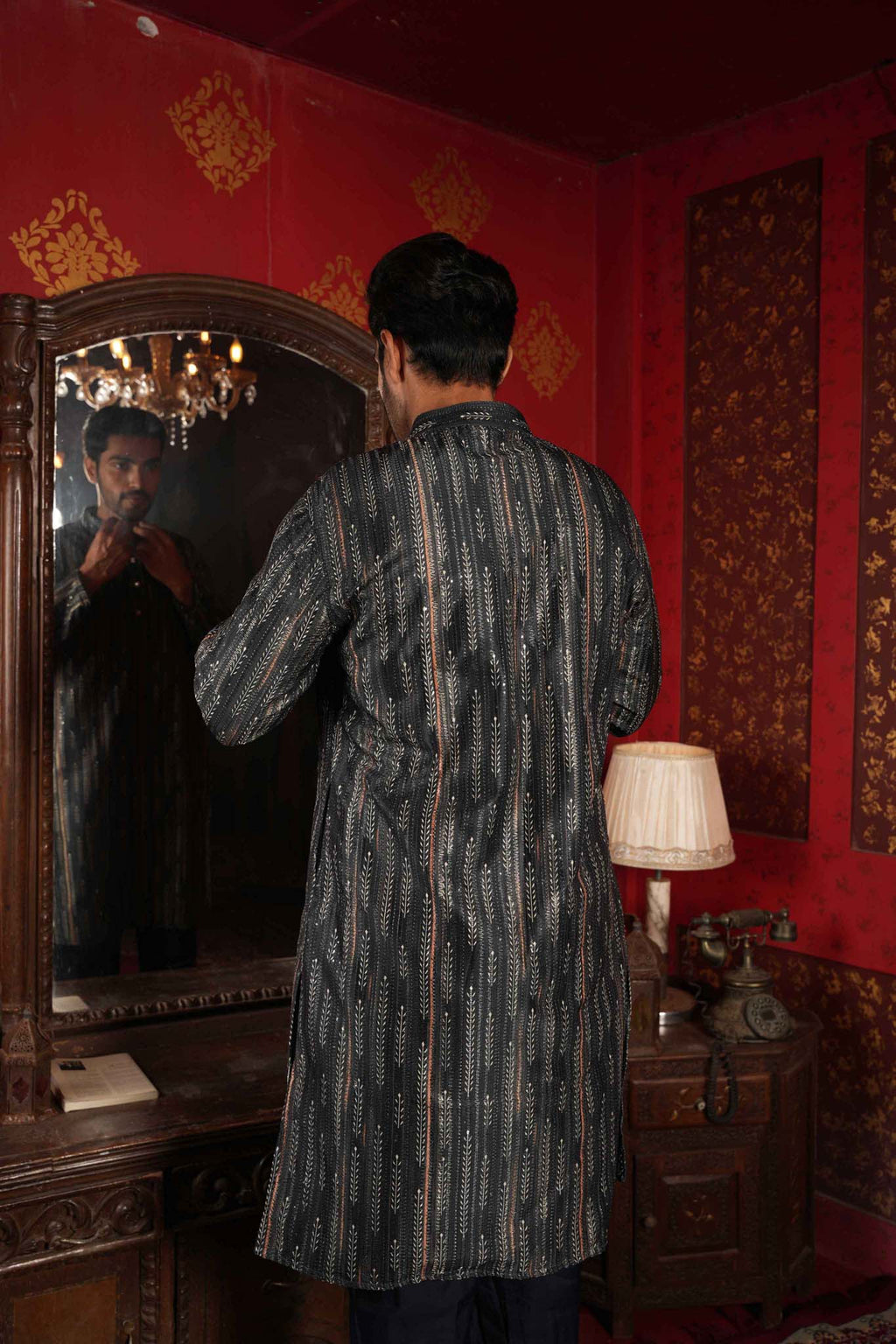 The Black Sequins Zari Traditional Long Kurta