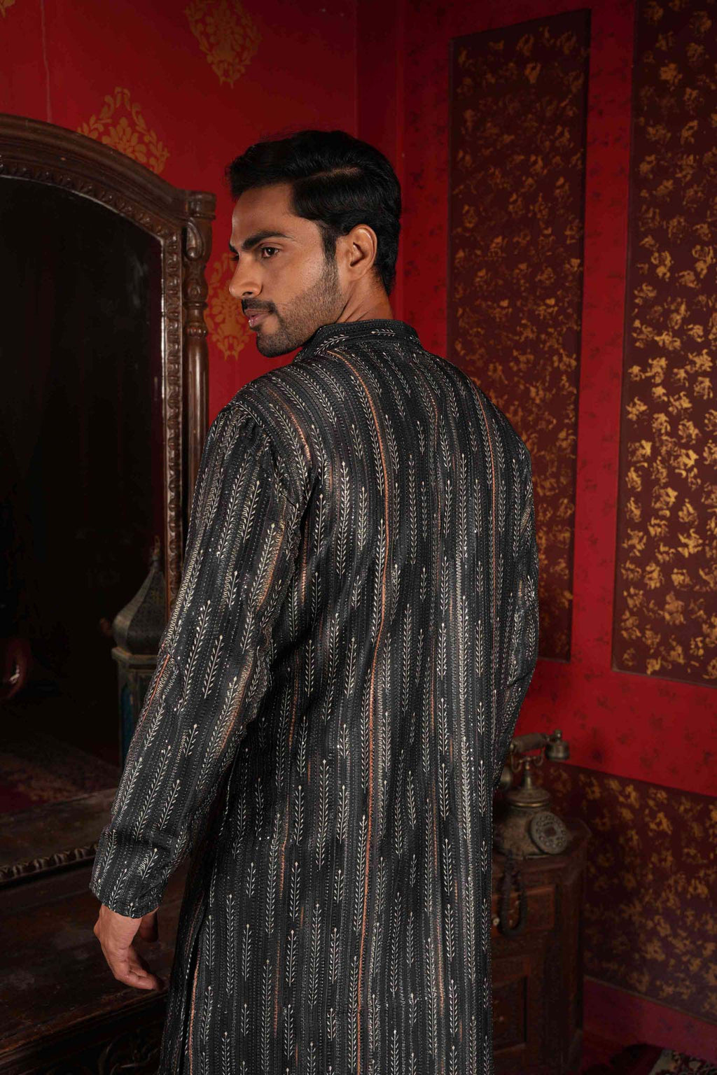 The Black Sequins Zari Traditional Long Kurta