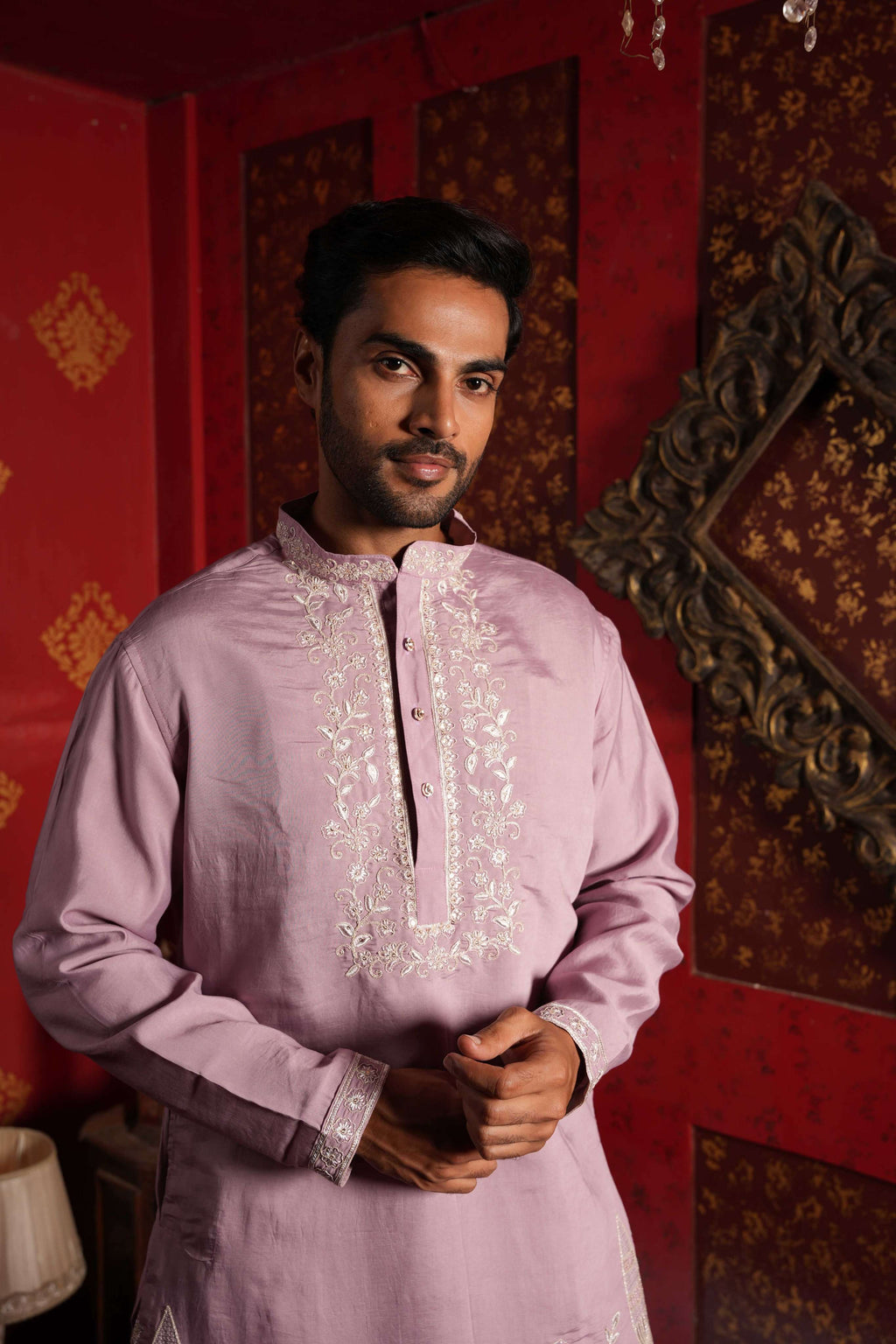 The Lavender Floral Embroidery Kurta