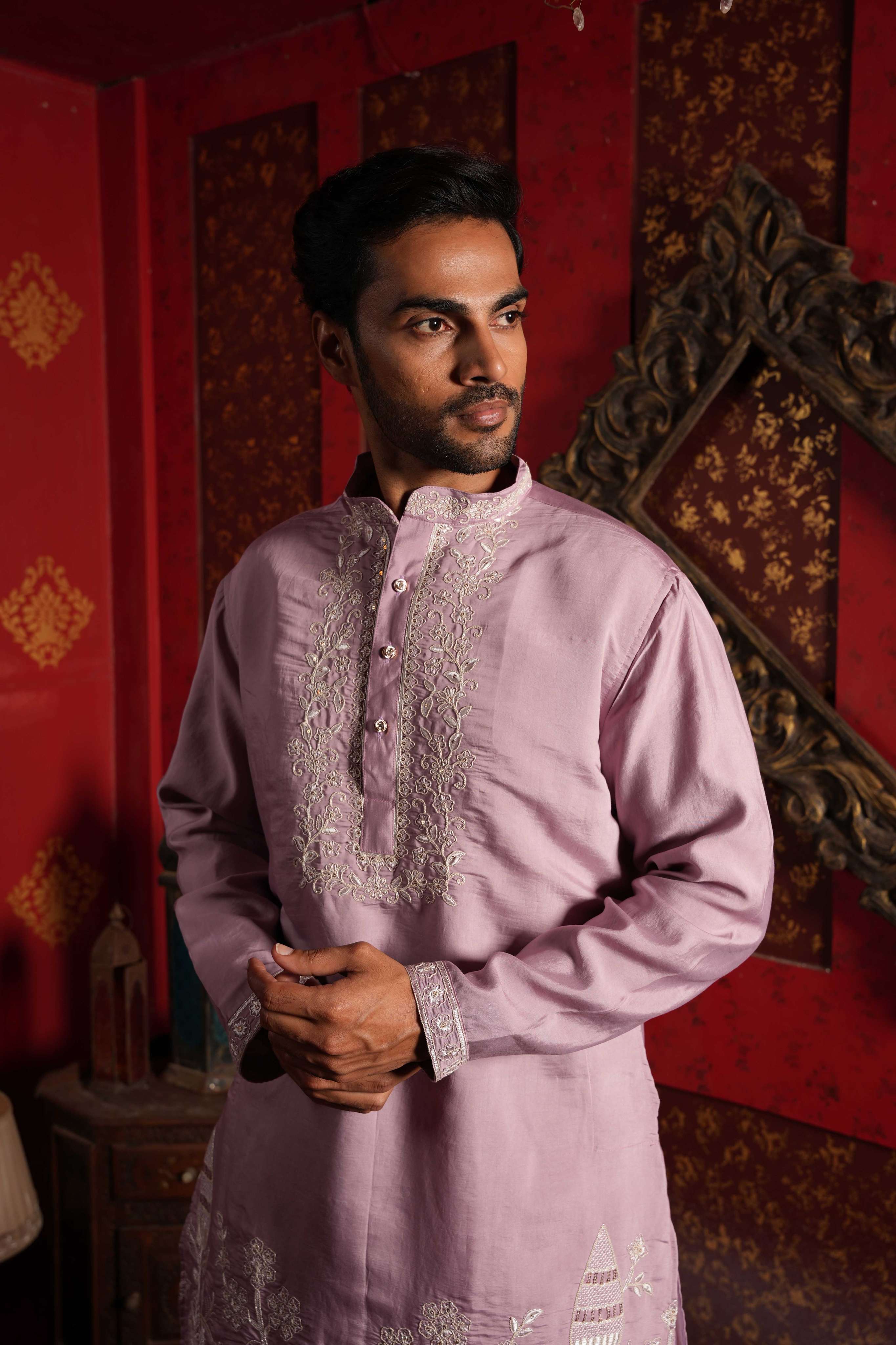 The Lavender Floral Embroidery Kurta