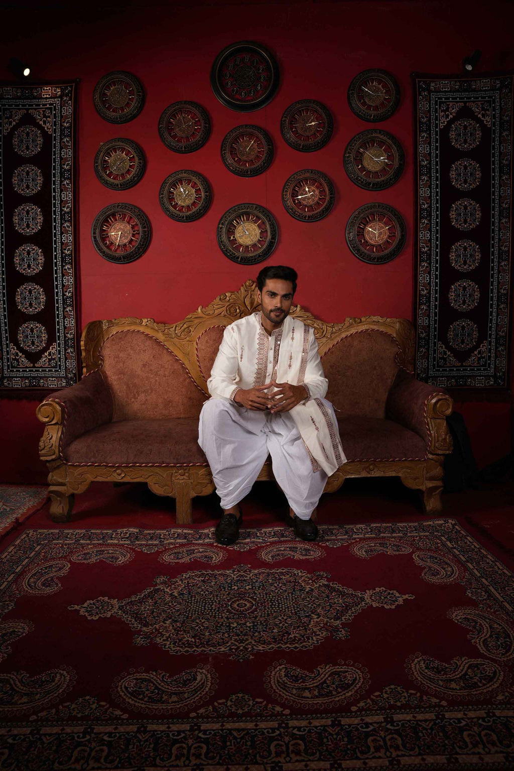 The Off White Mirror Work Long Kurta