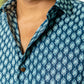 Blue Color Shirt For Men Close-Up View