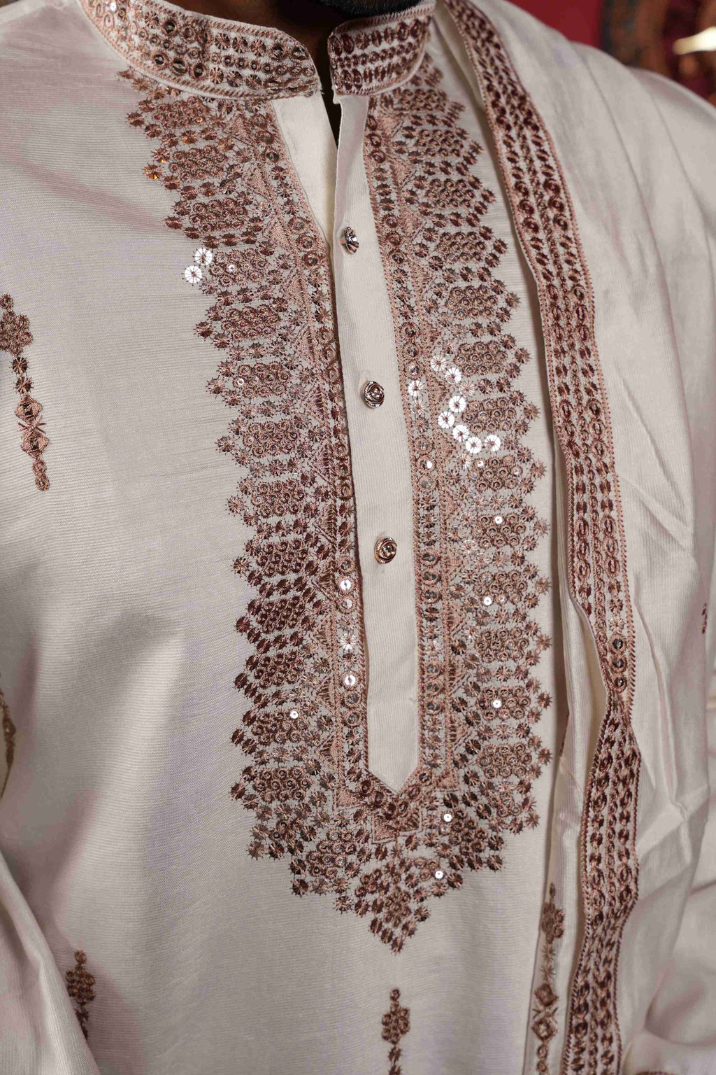 The Off White Mirror Work Long Kurta