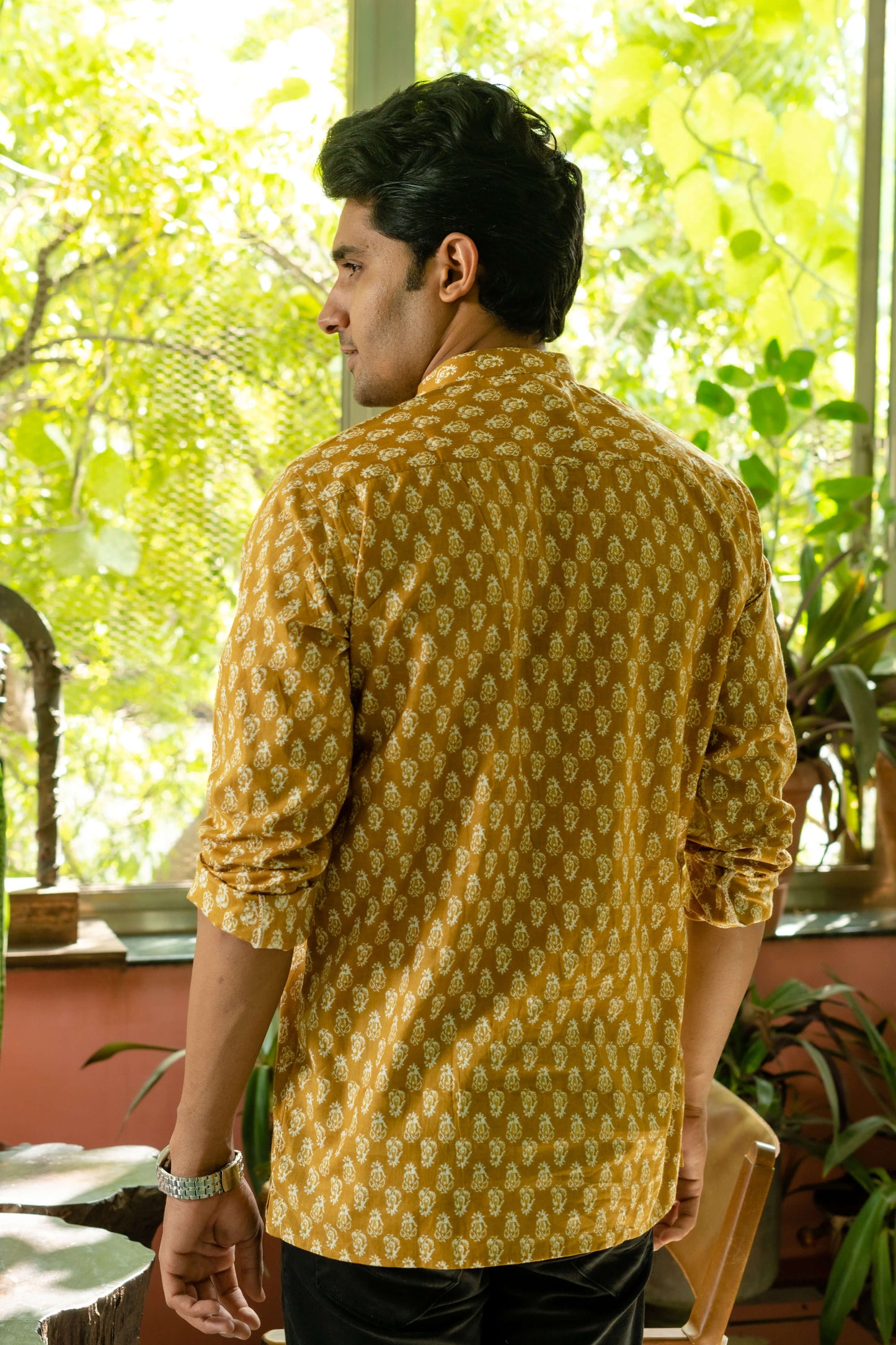 The Mustard Color Short Kurta With White Butti Print
