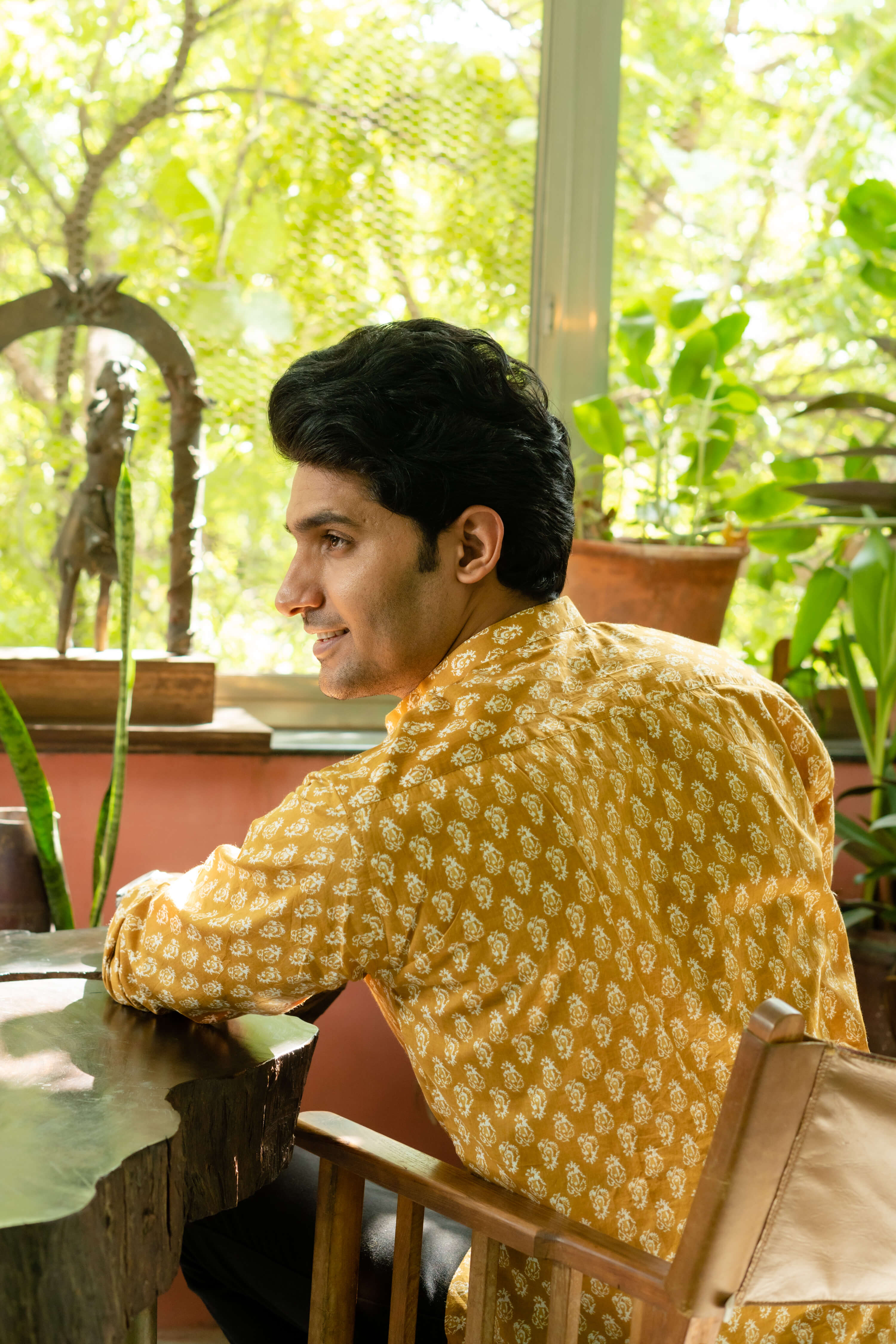 The Mustard Color Short Kurta With White Butti Print