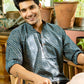 navy blue short kurta for men