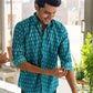 The Teal Color Shirt With White Floral Butti Print