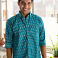 The Teal Color Shirt With White Floral Butti Print