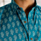 The Teal Color Shirt With White Floral Butti Print