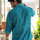 The Teal Color Shirt With White Floral Butti Print