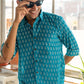 The Teal Color Shirt With White Floral Butti Print
