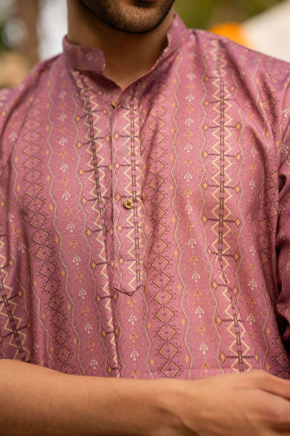 The Punch Pink Long Kurta With Tribal Print