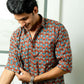 The Brick Color Shirt With Ethnic Tribal Print