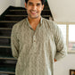 The Grey Tribal-Floral Print Short Kurta