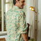 The Ocean Green And Cream All-Over Floral Print Short Kurta