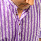 The Light Purple Floral Stripe Print Short Kurta