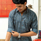 The Navy Blue And Brown Wavy Print Shirt