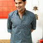 The Navy Blue And Brown Wavy Print Shirt
