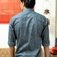 The Navy Blue And Brown Wavy Print Shirt