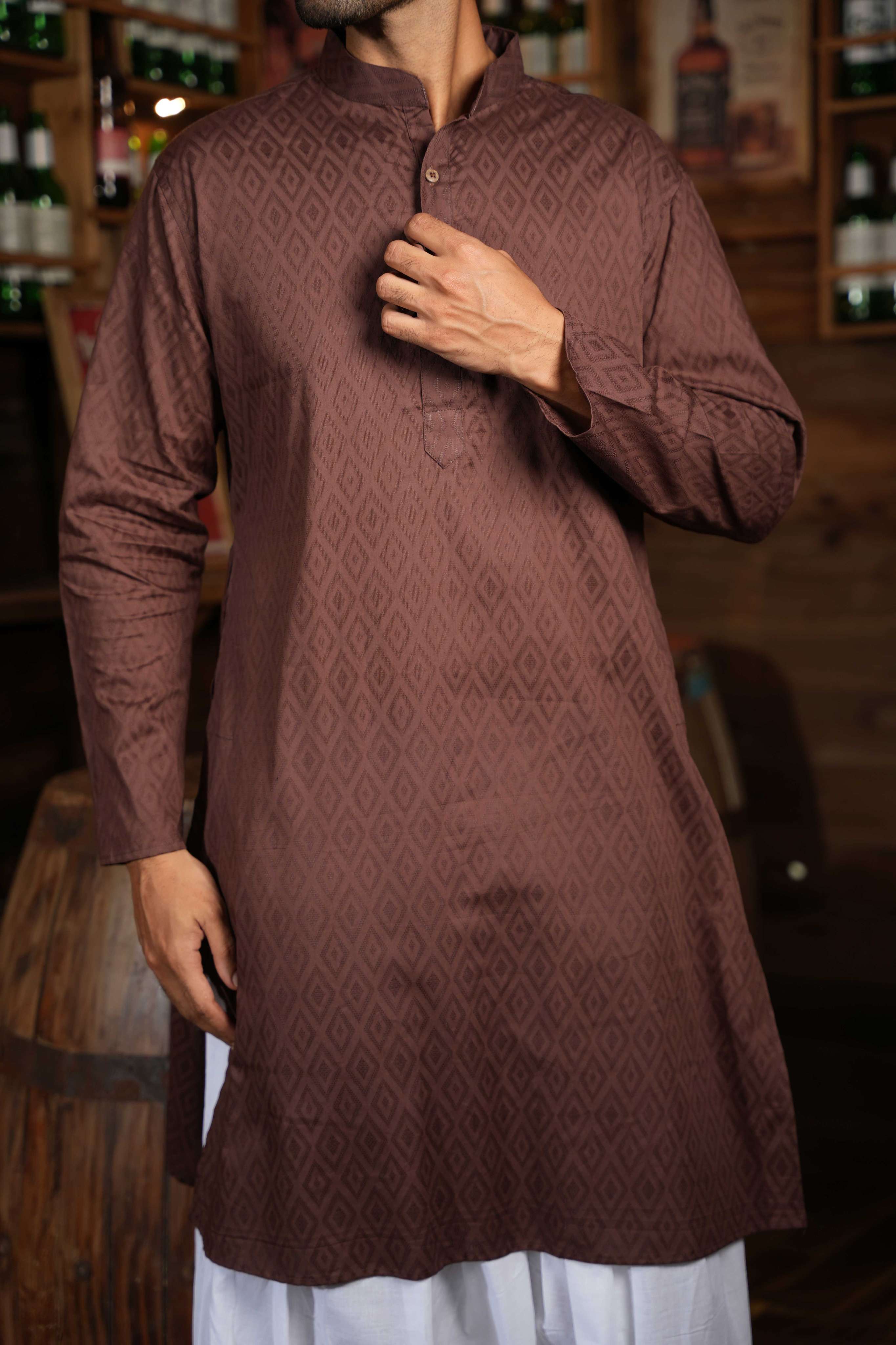The Brown Geometric Long Kurta