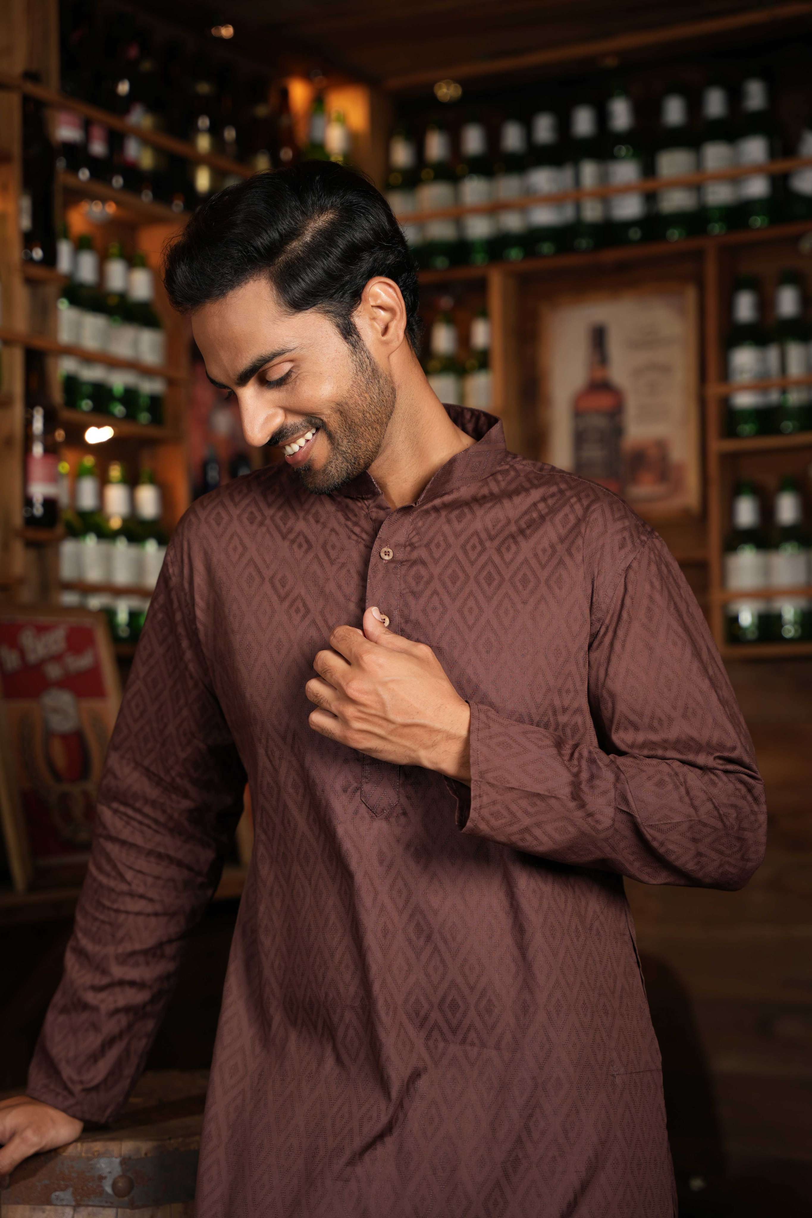 The Brown Geometric Long Kurta