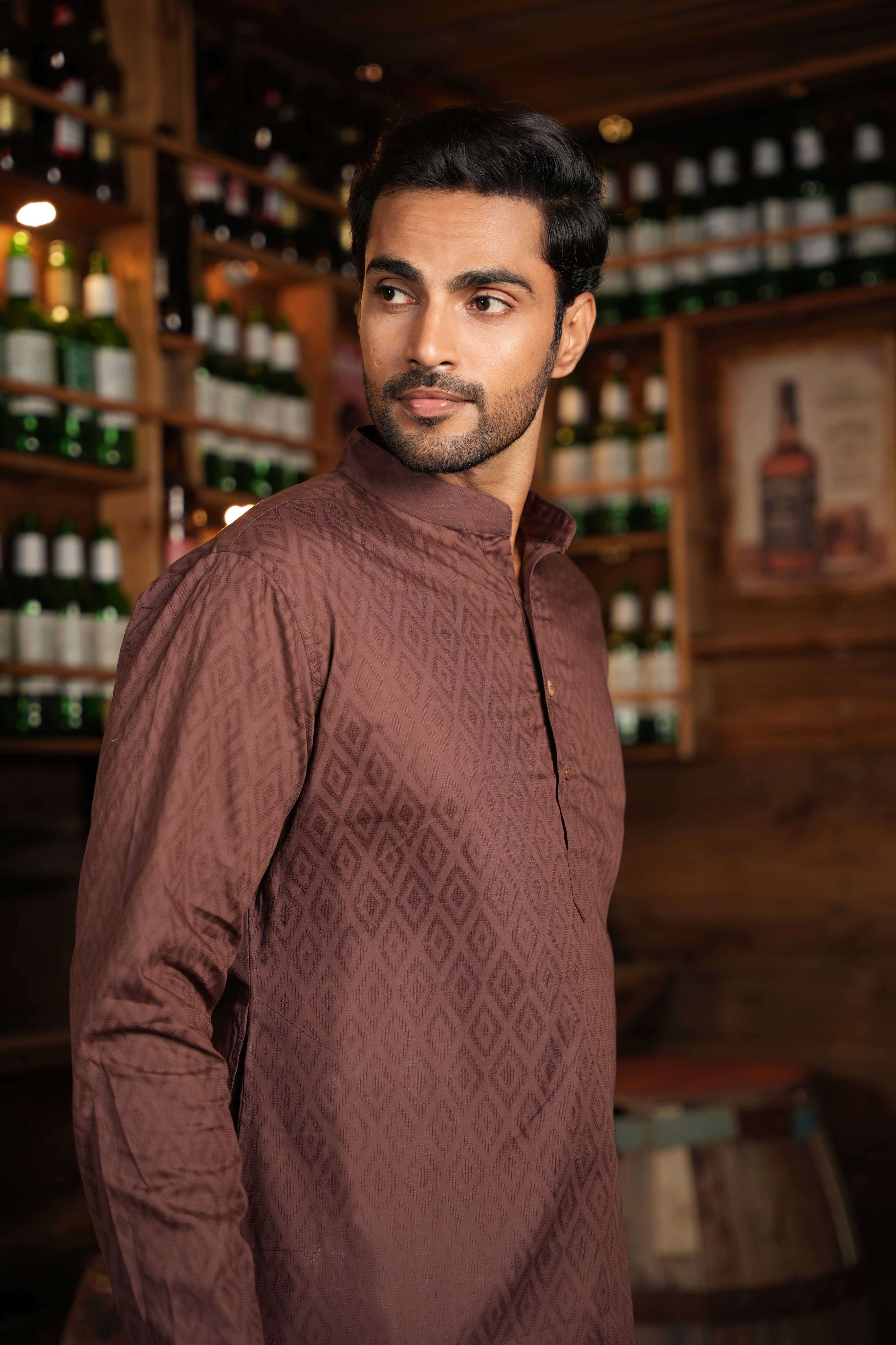 The Brown Geometric Long Kurta