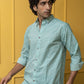 The Pastel Blue And White Geometric Print Shirt