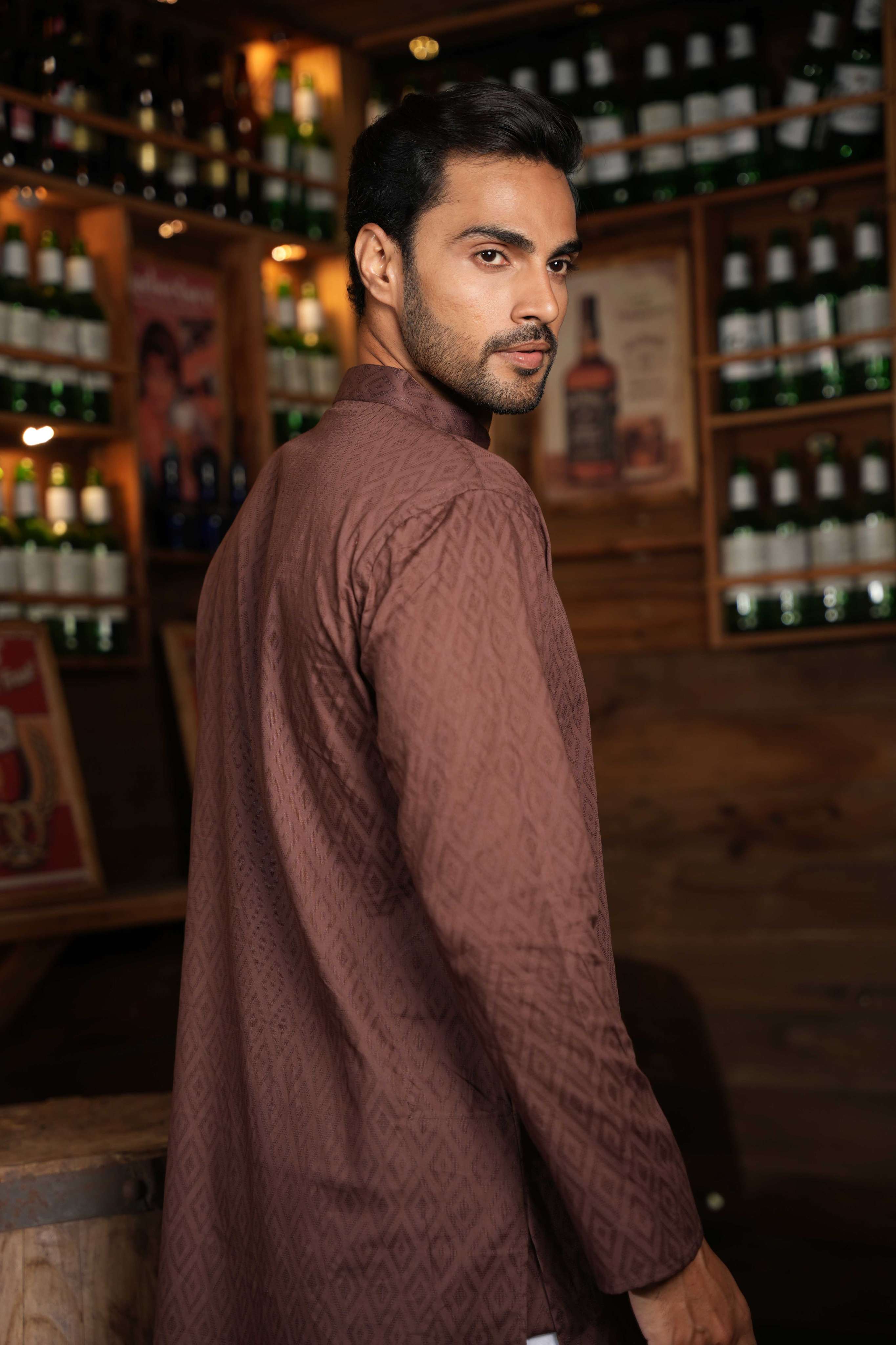 The Brown Geometric Long Kurta