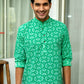 The Bright Green Short Kurta With White Tribal Print