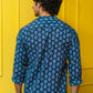 The Navy Blue Short Kurta With White Tribal Print