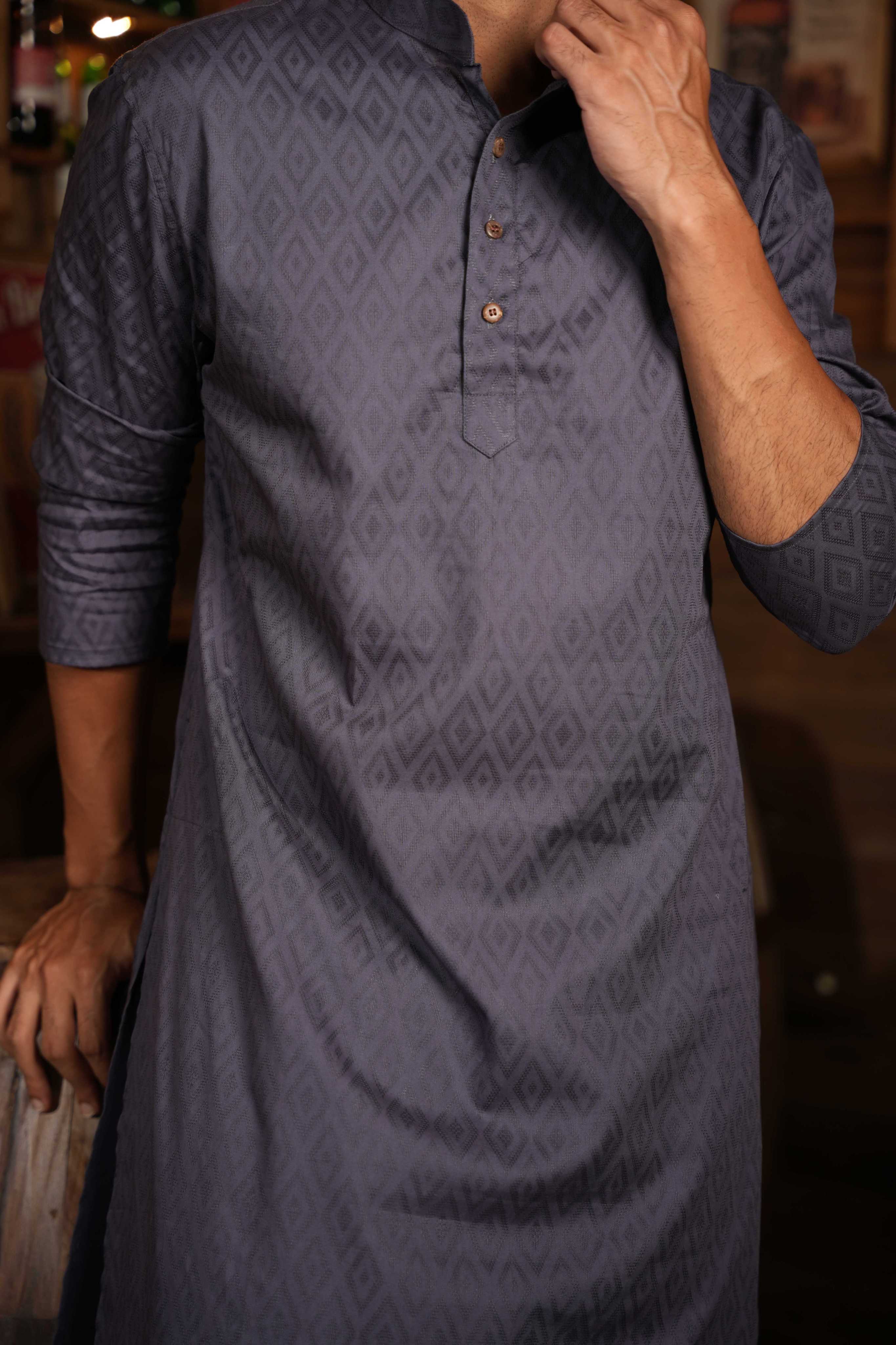 The Matte Purple Geometric Long Kurta