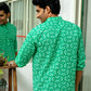 The Bright Green Short Kurta With White Tribal Print