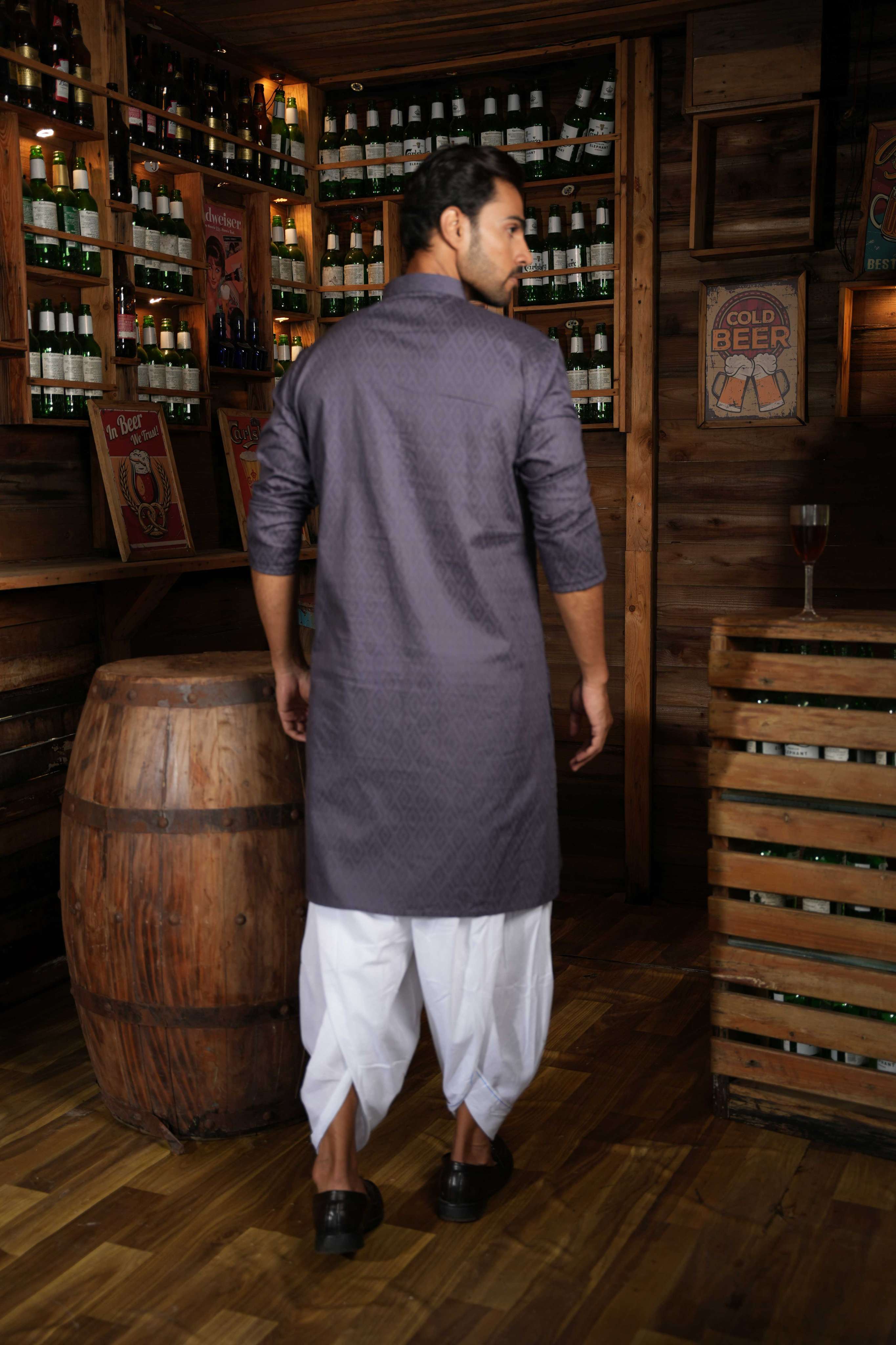 The Matte Purple Geometric Long Kurta
