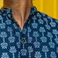 The Navy Blue Short Kurta With White Tribal Print