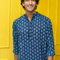 The Navy Blue Short Kurta With White Tribal Print