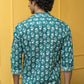 The Emerald Green White Flower Print Short Kurta